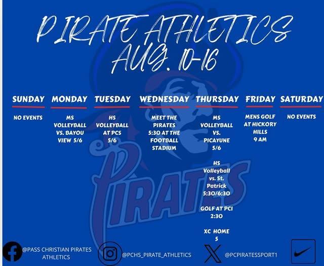This weeks schedule