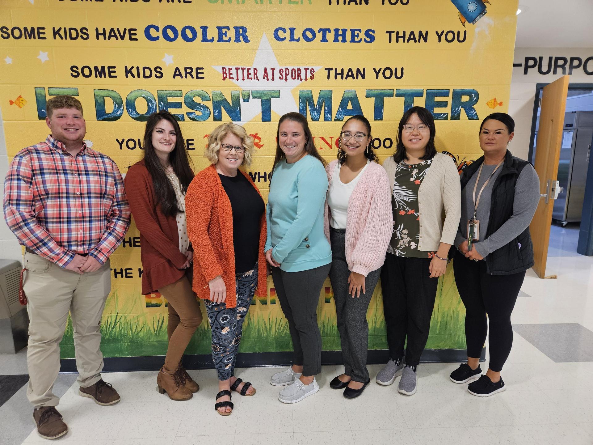 Mr. Kargo, Mrs. Weyandt, Mrs. Kent, Mrs. Shock, Miss Grace-Garwood, Mrs. Jin Qu, Ms. Wible