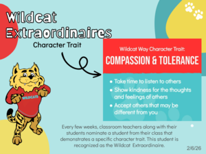 school mascot wildcat with student winners