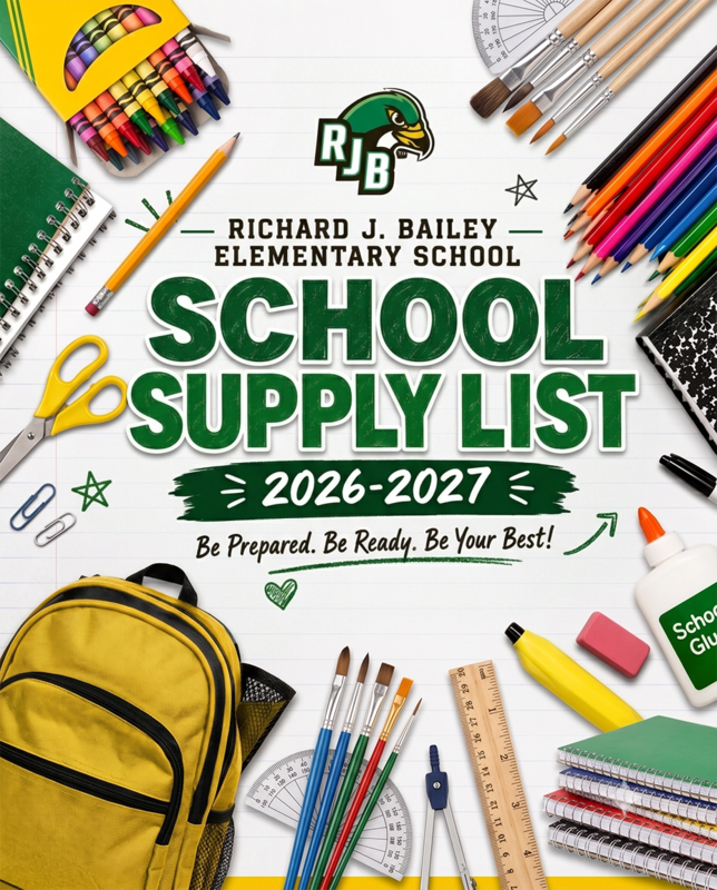 2026-2027 RJB Fourth Grade School Supply List