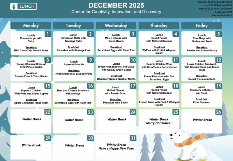 December Lunch Menu