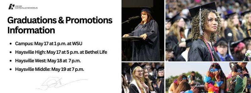 graphic with the 8th grade promotions and high schools graduation dates