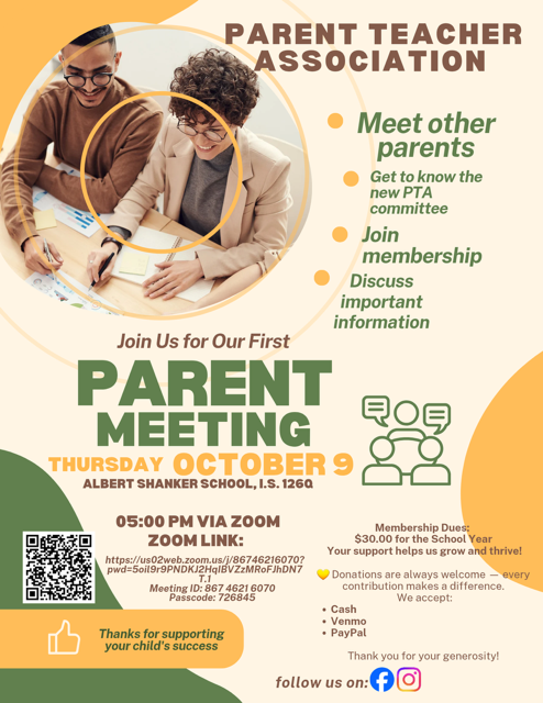 PTA first parent meeting 25-26 Flyer english