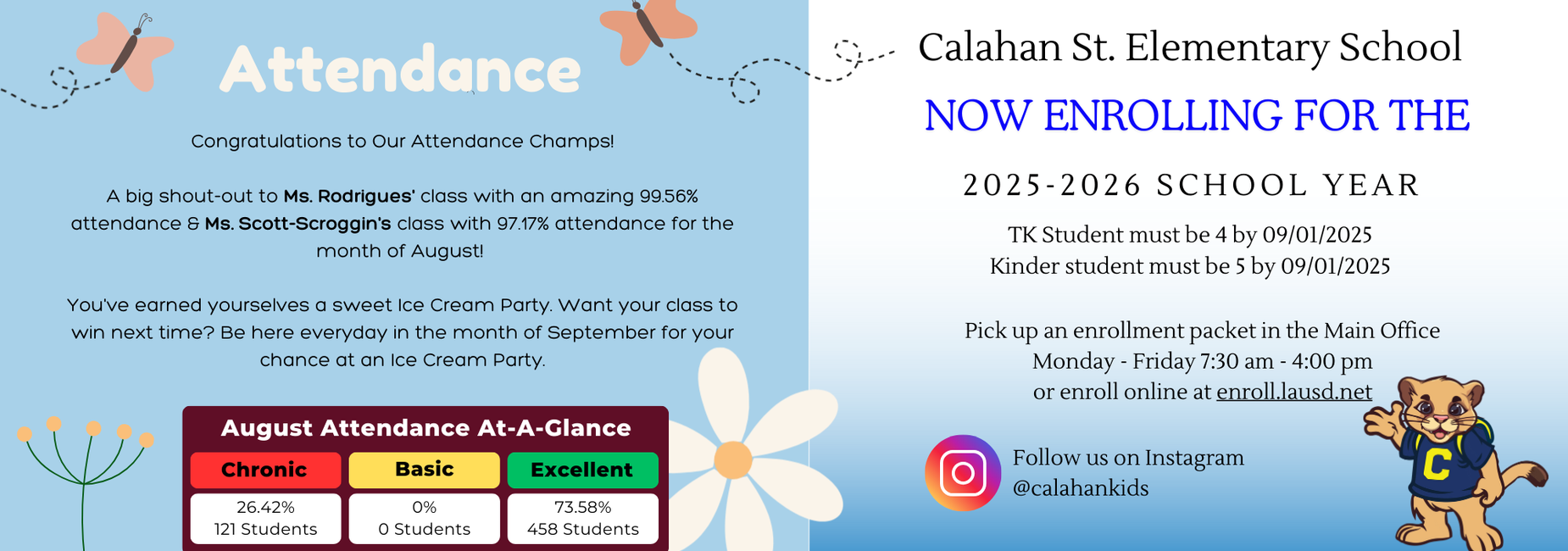 Attendance overview for August