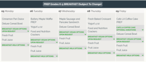 Breakfast Menu / Menú de desayuno