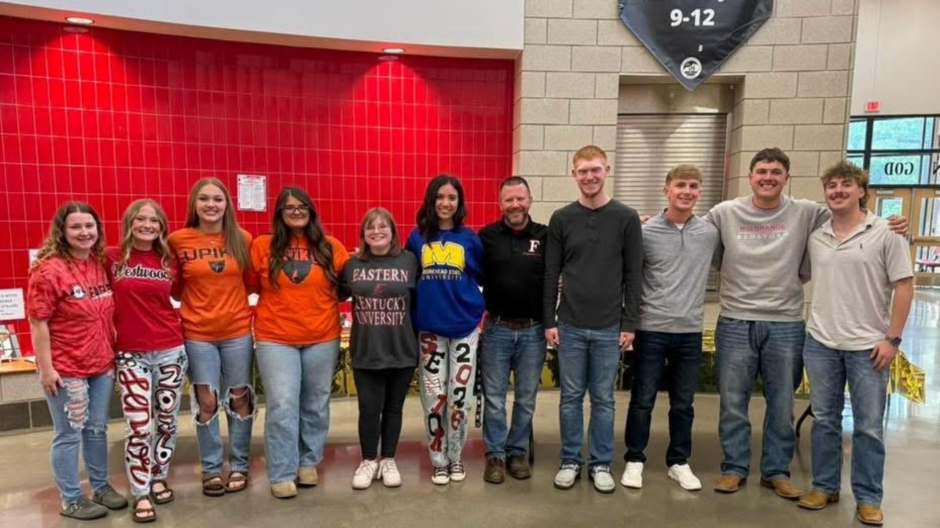 A group of students in a lobby