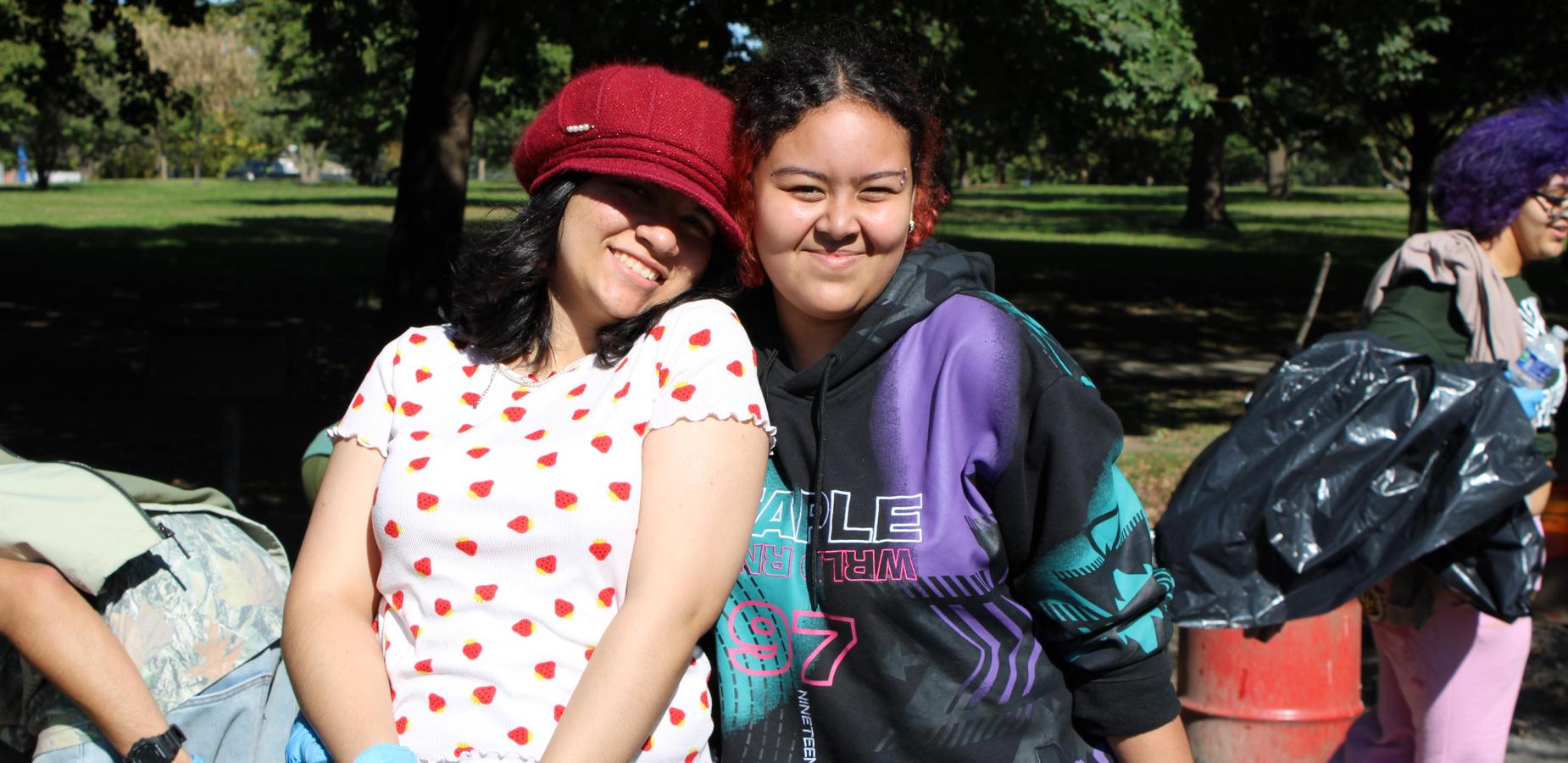 Students posing in the park