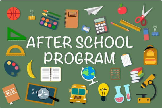 Colorful icons and text promoting an after school program.