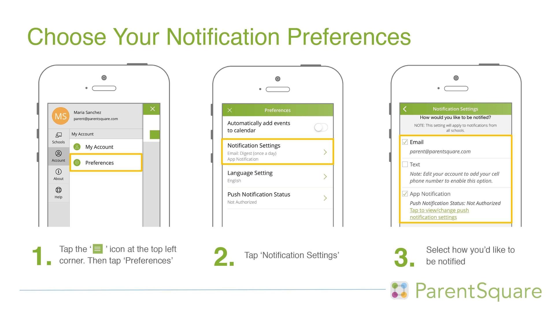 choose your notification settings