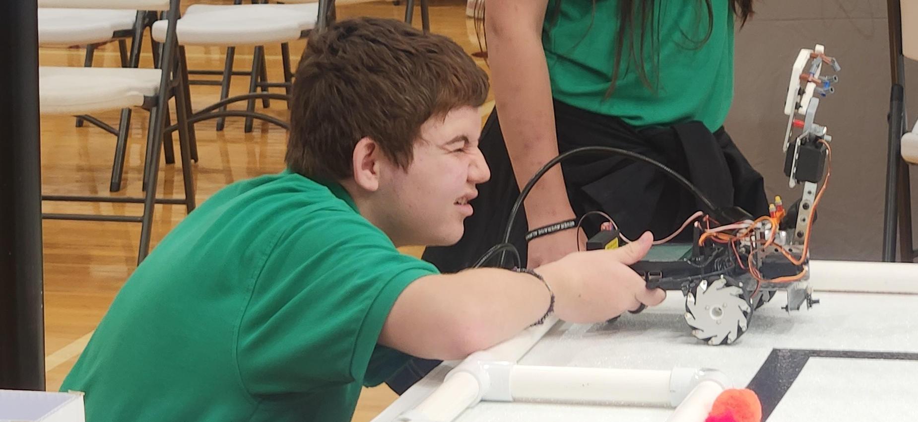 Students with robot.