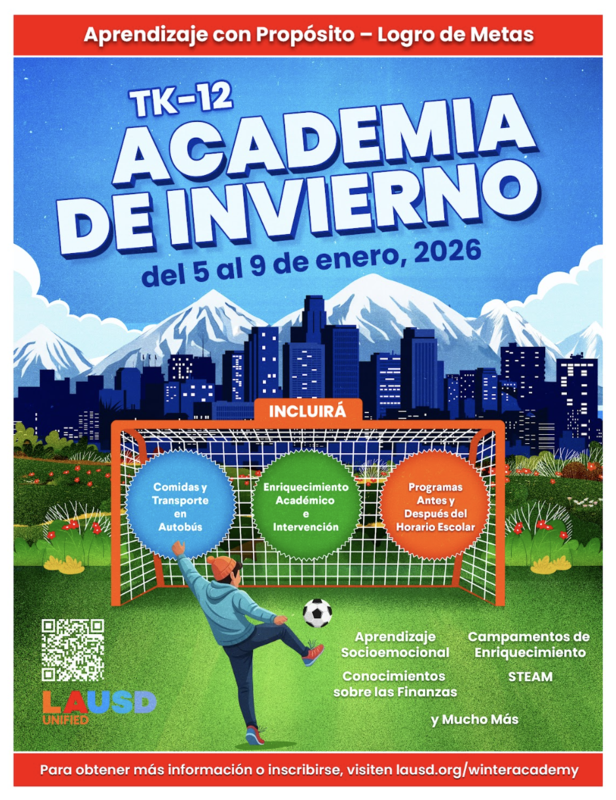Winter Academy flyer Spanish