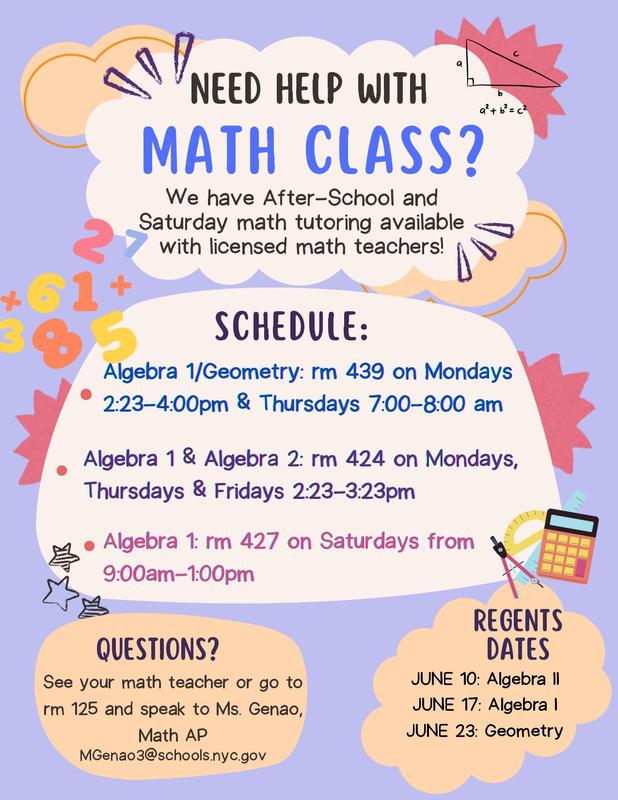 Math Spring Tutoring Schedule
