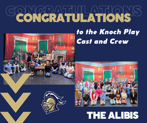 congratulations post with two pictures of cast & crew