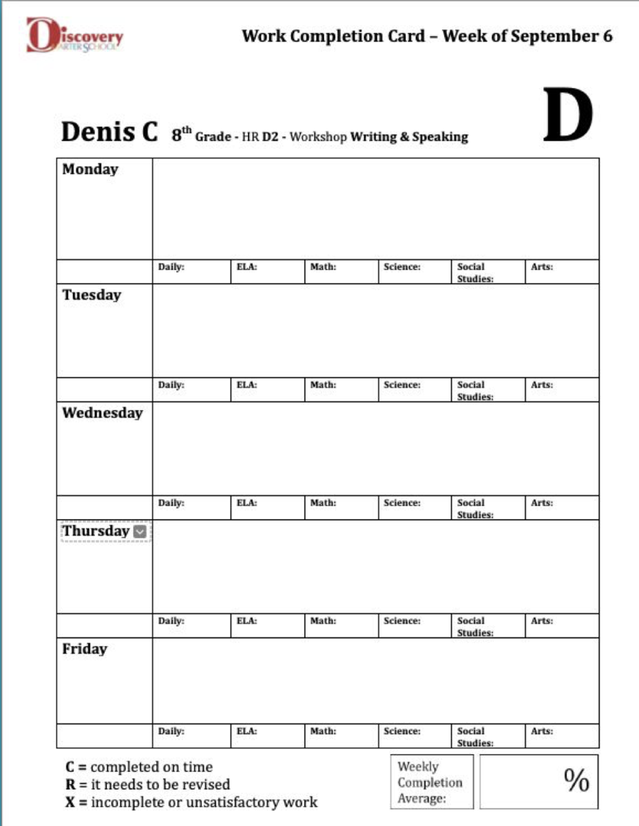 Work Completion Card