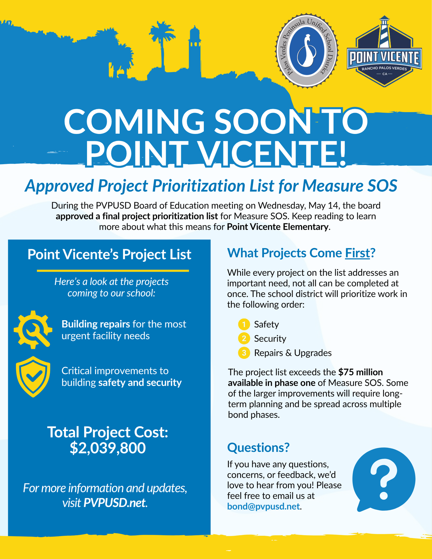 Coming Soon - Approved Project Prioritization List for Measure SOS
