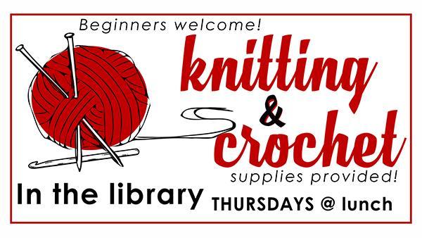 Learn to KNIT in the library, Thursdays at lunch Thumbnail Image