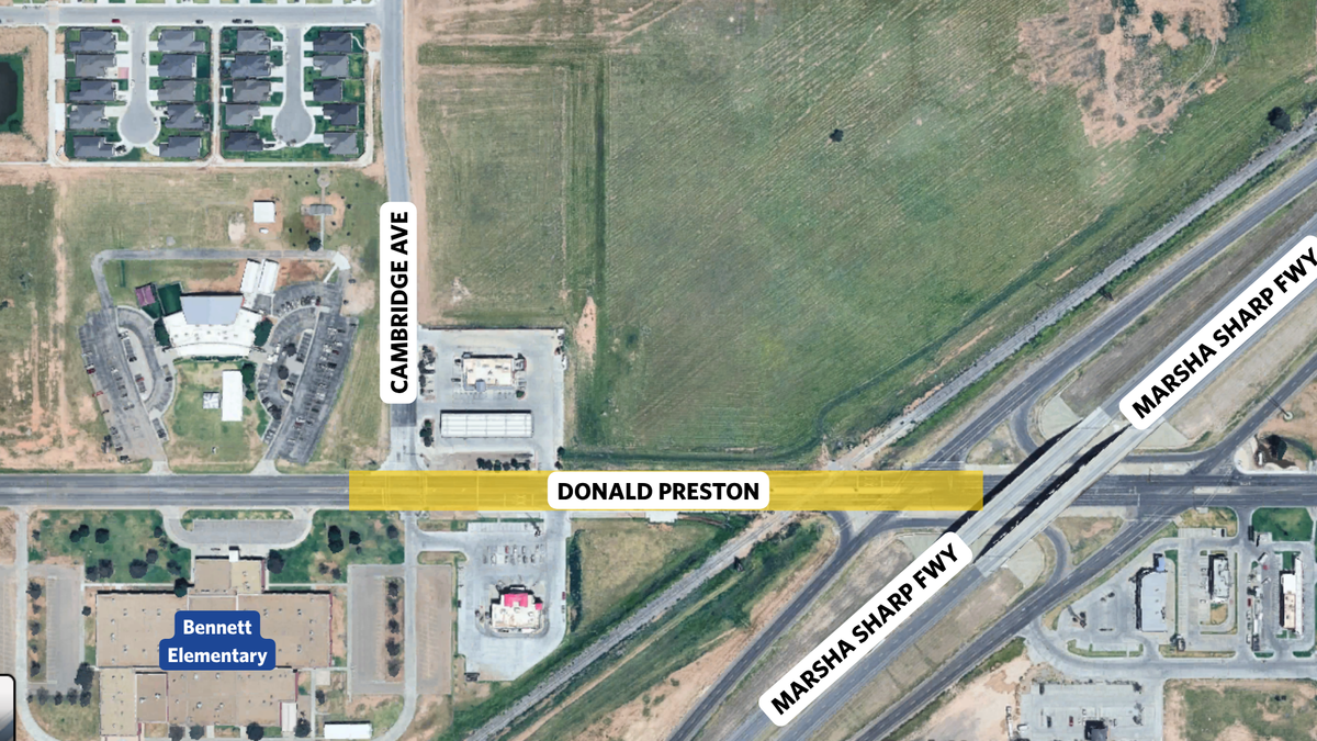 Donald Preston Drive will be down to one lane from Marsha Sharp to Cambridge Ave. City of Wolfforth is hopeful that the project will conclude before August 19.
