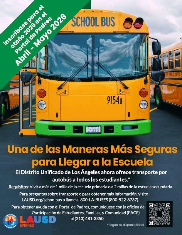 Solicitud de transporte en autobús 2026-2027