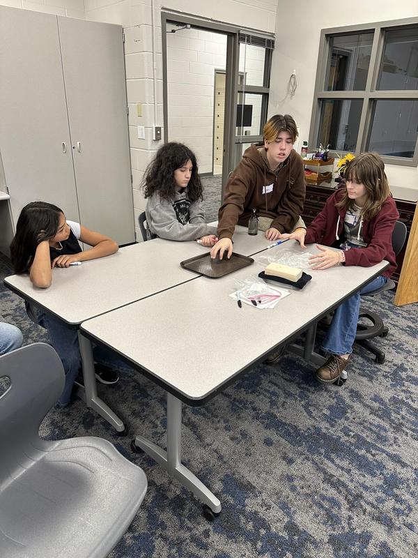 Students during water project