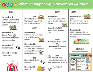 English- November Calendar Green