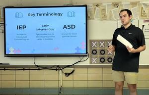 Student discusses key terminology related to IEP and autism support services.