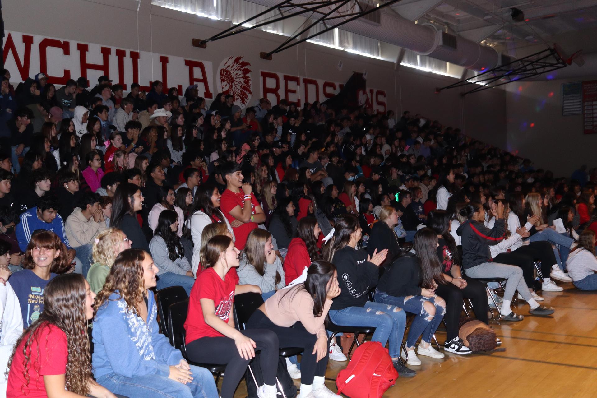 Students and staff enjoying the fall sports rally