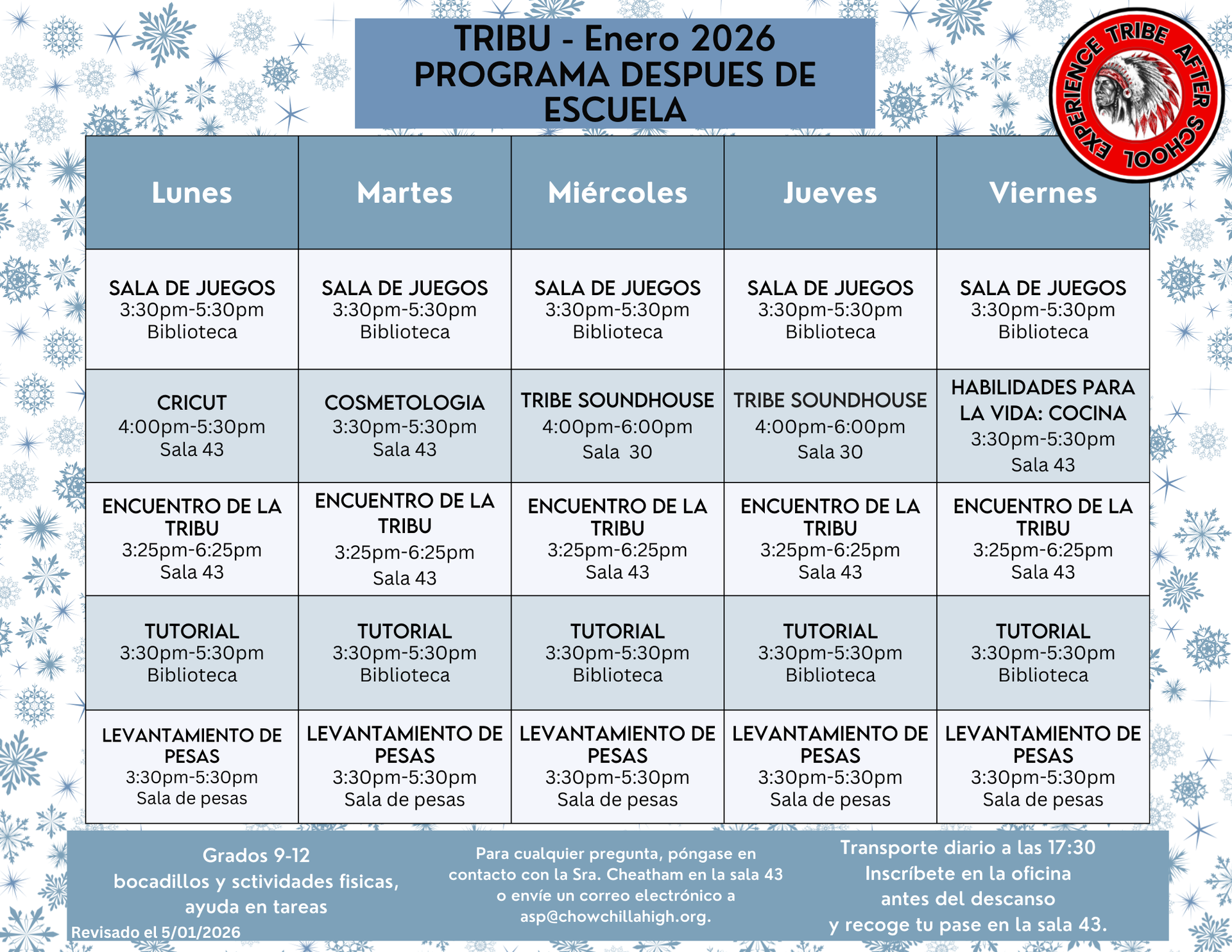 ASP January Schedule spanish
