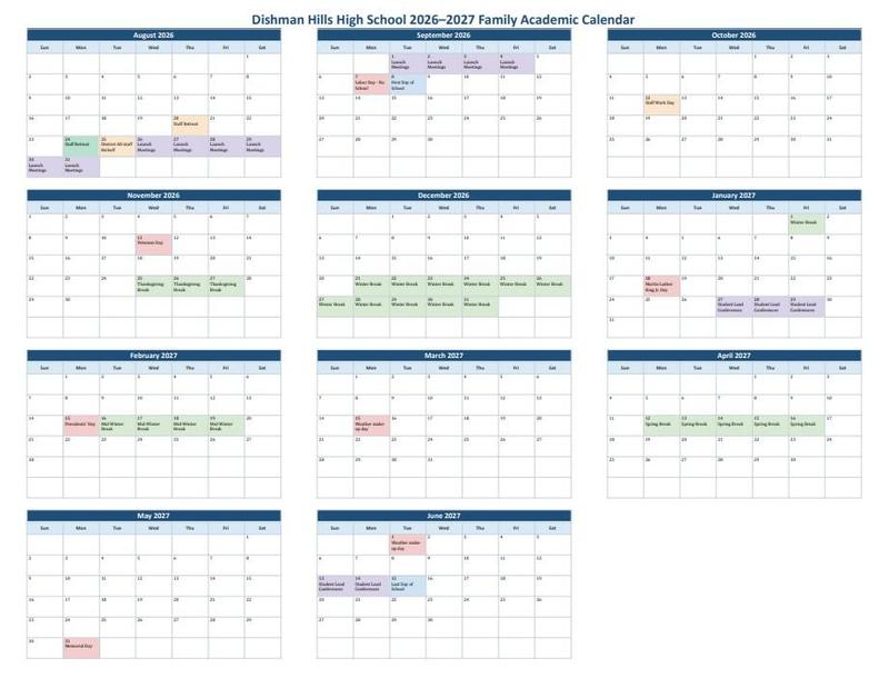 DHHS 2026-2027 Calendar