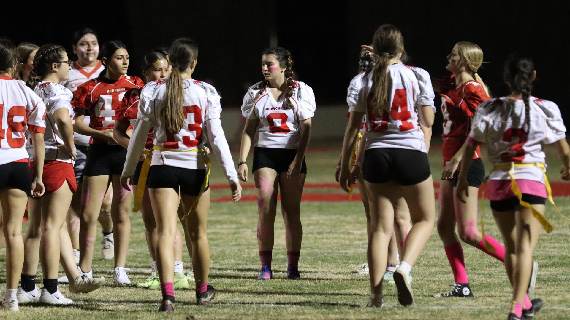 girls playing flag football