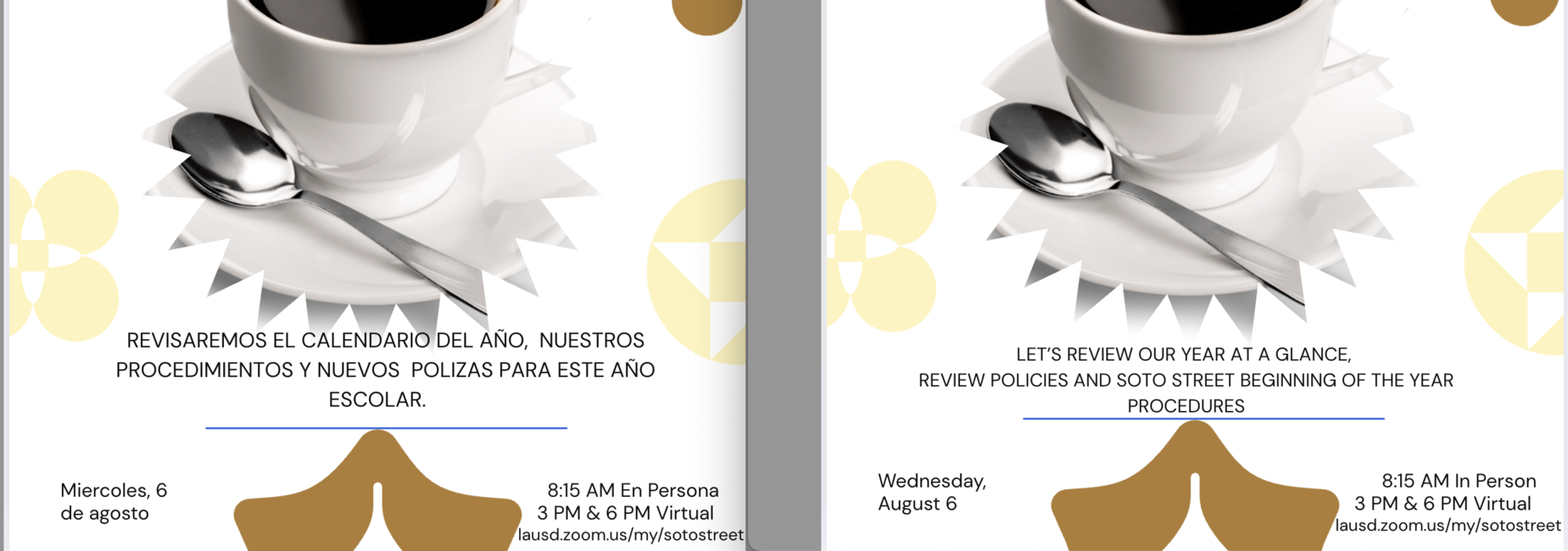 Join us for Coffee with the Principal on Wednesday, August 6. Click for more details.