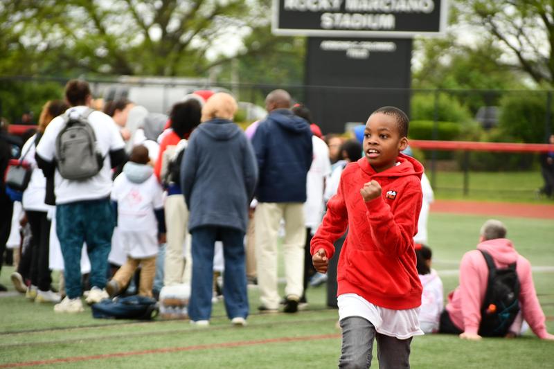 Student running on the track