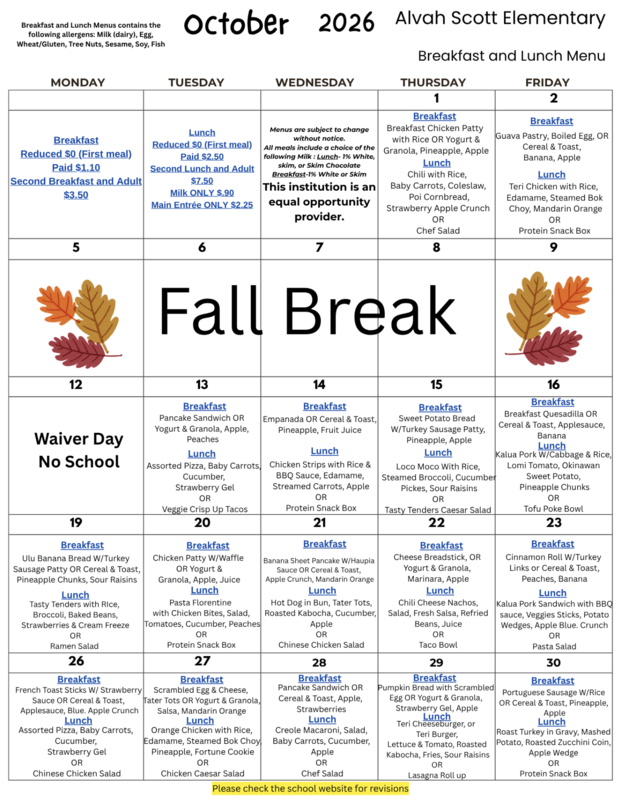 October Menu