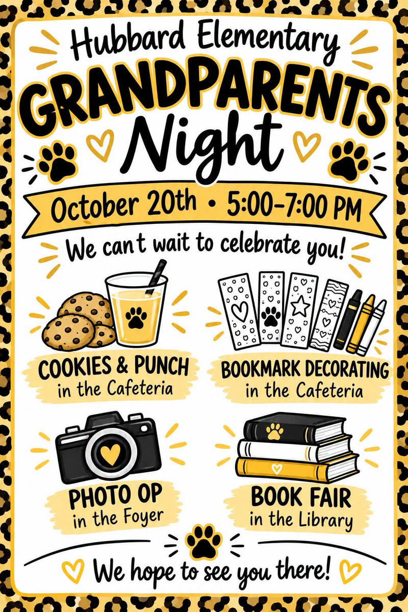 Elementary Grandparents Night October 20th 5-7PM