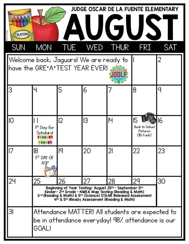 August Calendar