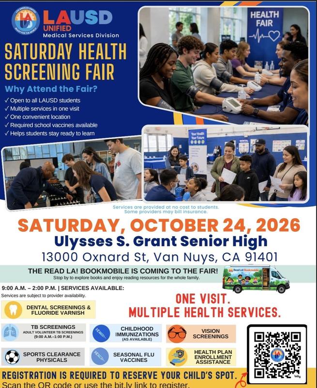 Saturday Health Screening Fair - 10/24 - Ulysses S Grant Senior High