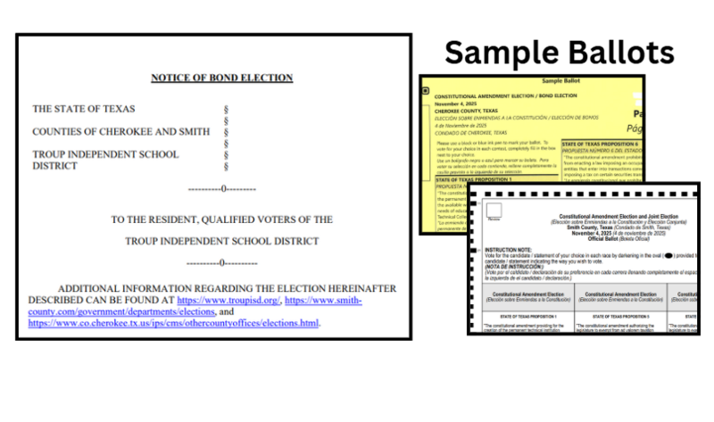 bond election notice and sample ballots