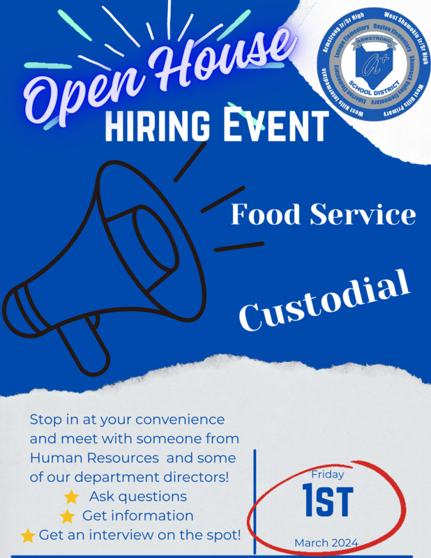 Open House Hiring Event for support personnel! West Hills Primary