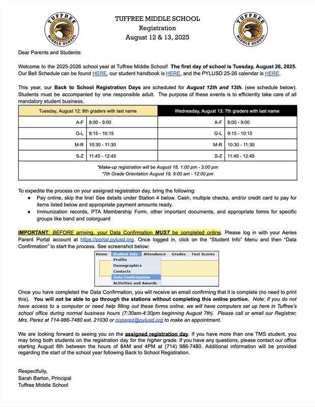 2025-26 TMS Registration Days Parent Letter