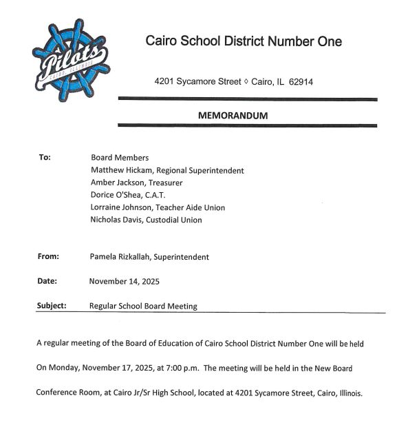 Board Meeting - Monday, November 17th @7PM Thumbnail Image