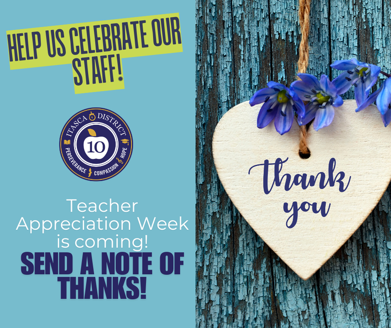 let's celebrate our staff - submit a note of thanks for teacher appreciation week