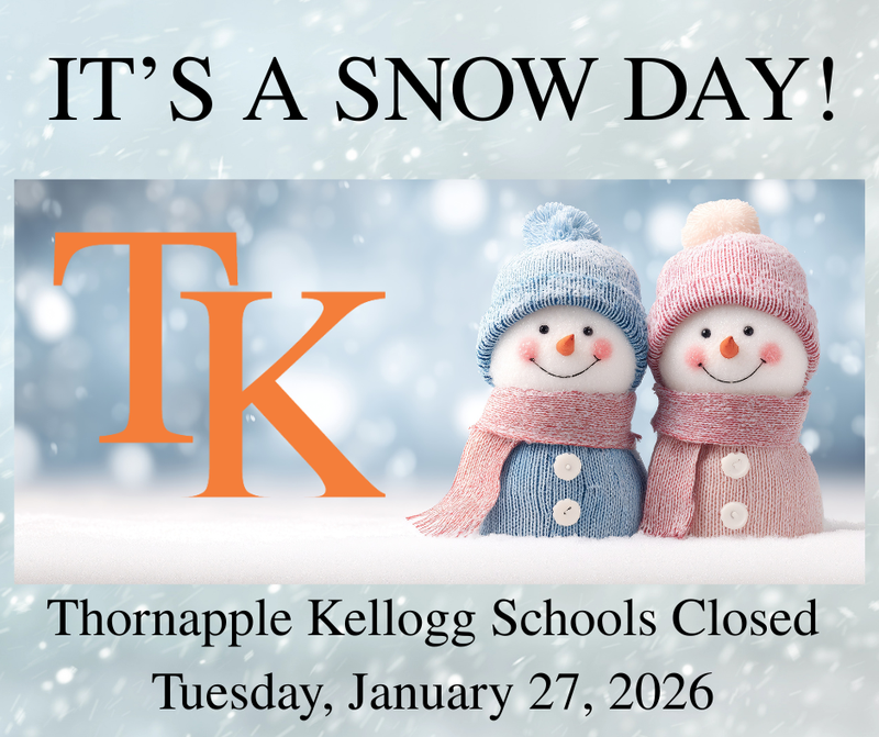 Snow day graphic and information.