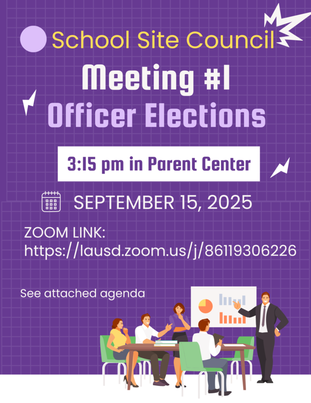 School Site Council Meeting #1 9/15/25 @ 3:15PM Featured Photo