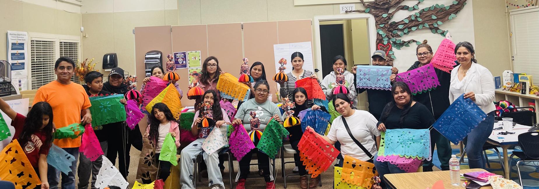 Parents and Students doing papep picado