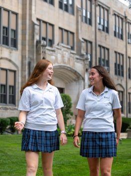 students walking outside