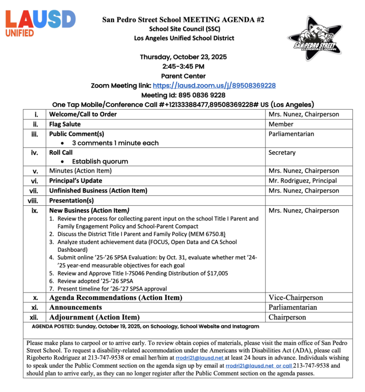 SSC Agenda