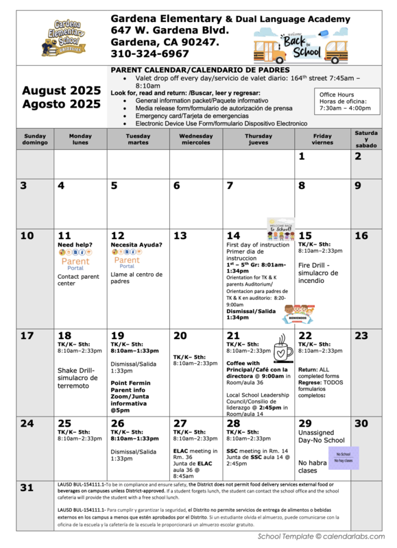 august calendar