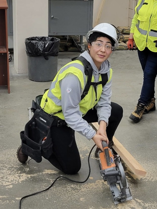 Action shot with tools indoors