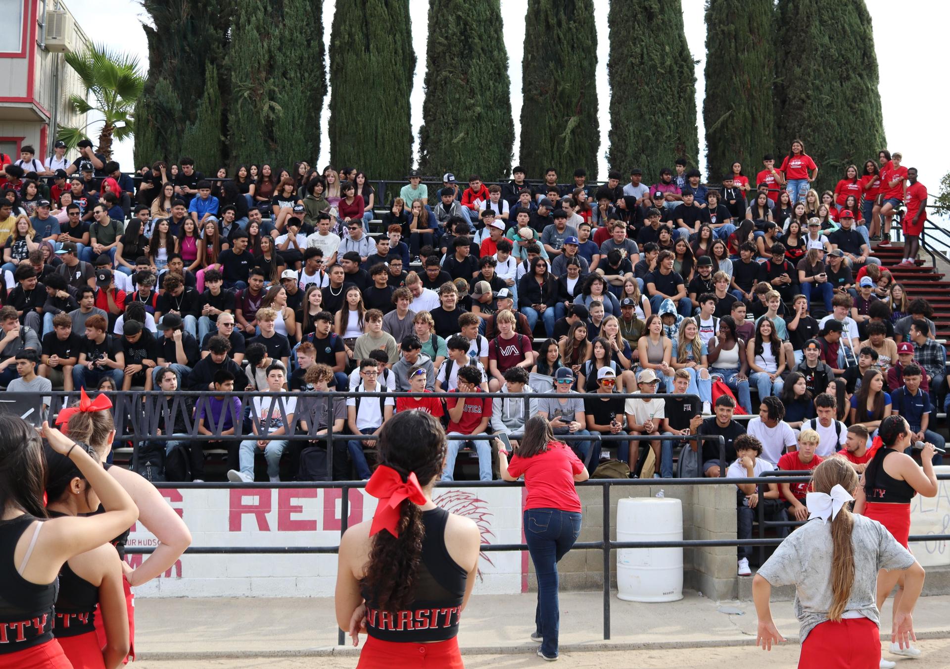 Students and staff enjoying the back to school rally