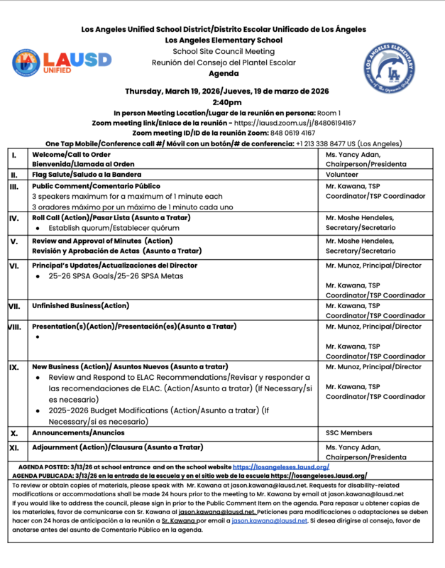 SSC Agenda