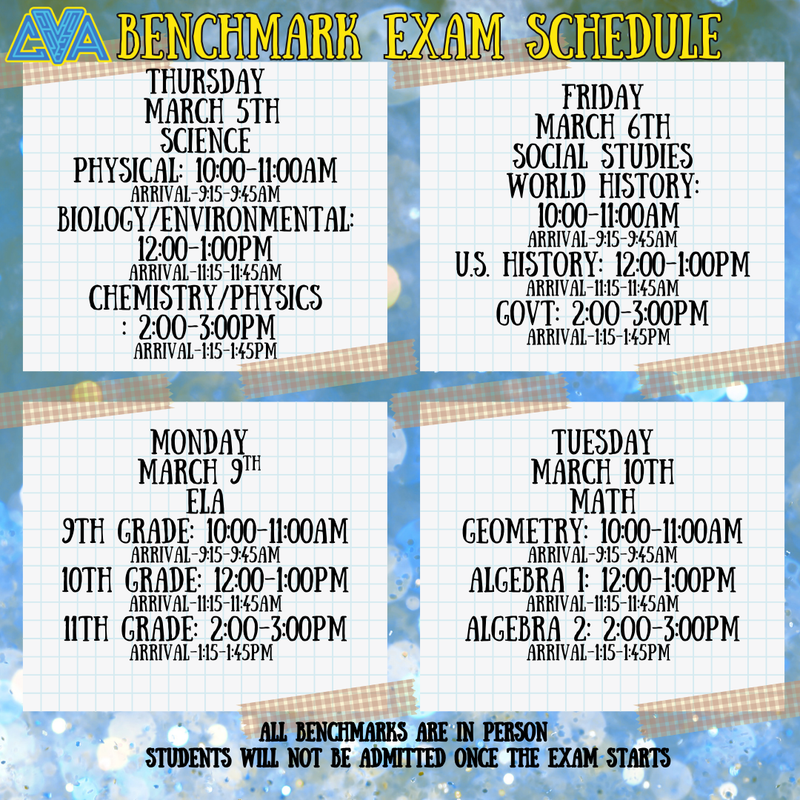 High School Benchmark Schedule Graphic